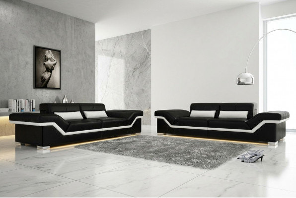 LEDERSOFA GROUSSE SOFA 3+3 DESIGN SOFA POLSTER LEDER GARNITUR COUCH SOFAGARNITUR NEI