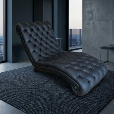 Chesterfield Lige Chaiselongue Couch Sofa Ledersofa Vintage Kristallen NEI