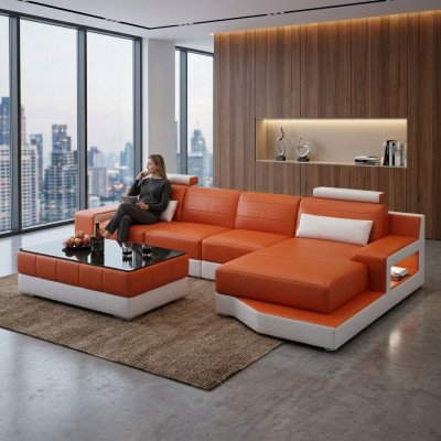 Canapé-Ecktextil Stoff Lieder Polster Canapéen Sofa Canapé Garnitur Wunnlandschaft ULM