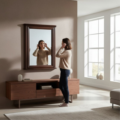 Klassesche Designerrahmen aus echtem Holz XXL Spigel 107x71 Spigel - Modell W-L3