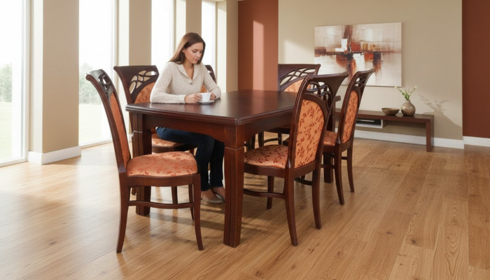 Iessdësch + 6 Stull Iesszëmmer Set Iessgrupp Gruppendësch Dësch Dëscher Nei
