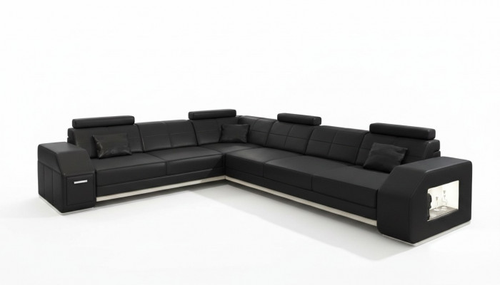 Ledercouch Sofa Couchegruppe 3+2+1 Sëtzer Garni a modernen Design Sofa