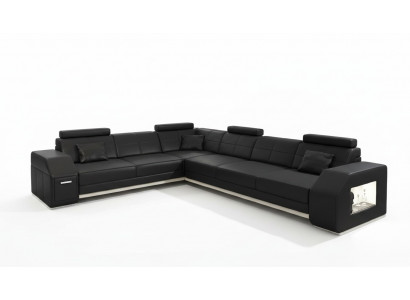 Ledercouch Sofa Couchegruppe 3+2+1 Sëtzer Garni a modernen Design Sofa
