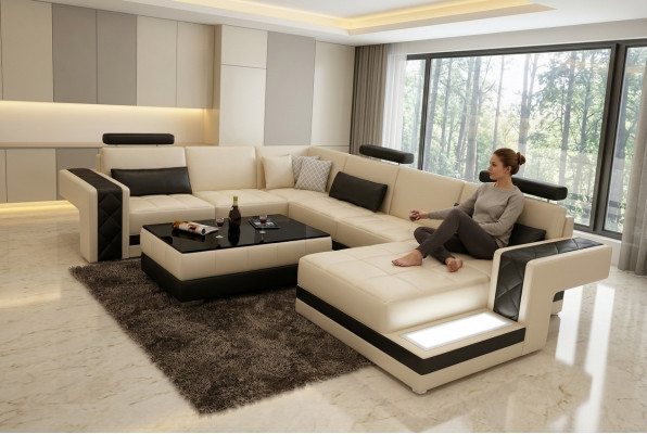 Modern Liederkanapé Canapé Wunnlandschaft Eckecksofa Ecke Garnitur Dekor Design
