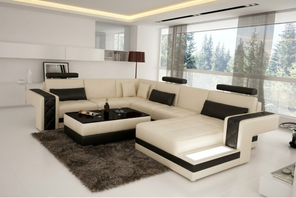 Modern Liederkanapé Canapé Wunnlandschaft Eckecksofa Ecke Garnitur Dekor Design