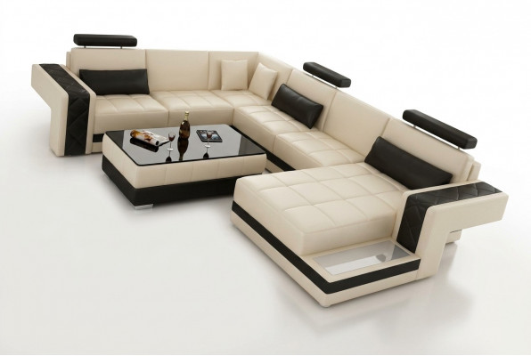 Modern Liederkanapé Canapé Wunnlandschaft Eckecksofa Ecke Garnitur Dekor Design