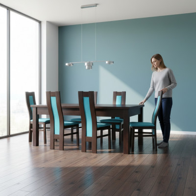 Iessdësch + 6 Still Iesszëmmer Stull Set Iessgrupp Modernen Dësch Dëscher Neien