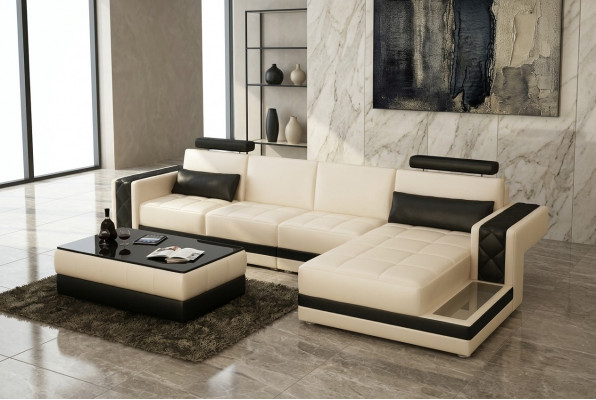 Ledercouch Couch Wunnlandschaft Eckcouch L-Form Garnitur Design Modern