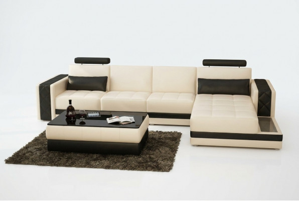 Ledercouch Couch Wunnlandschaft Eckcouch L-Form Garnitur Design Modern