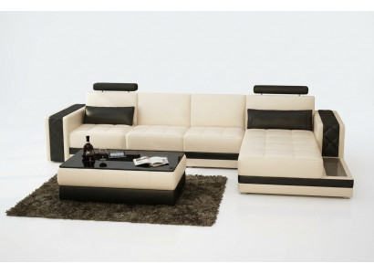 Ledercouch Couch Wunnlandschaft Eckcouch L-Form Garnitur Design Modern