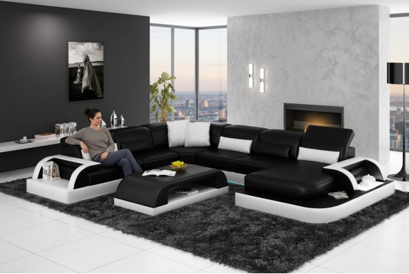 Ledersofa Couch Wunnlandschaft Ecksofa Eck Garnitur Design Modern Nei Sofa L6012
