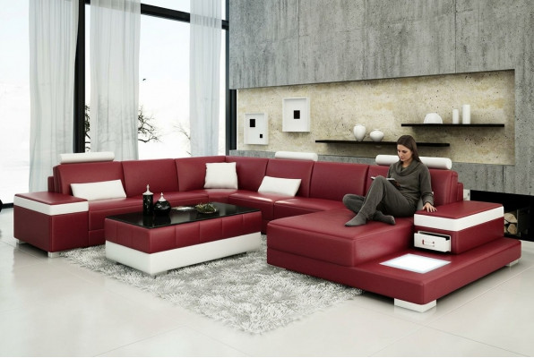 Ledersofa Canapé Wunnlandschaft Ecksofa Eck Garnitur Design Modern Neit Sofa L6013