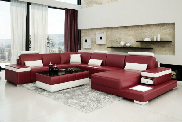 Ledersofa Canapé Wunnlandschaft Ecksofa Eck Garnitur Design Modern Neit Sofa L6013