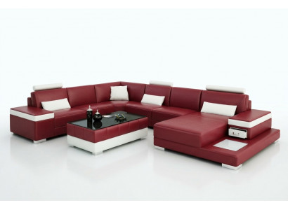 Ledersofa Canapé Wunnlandschaft Ecksofa Eck Garnitur Design Modern Neit Sofa L6013