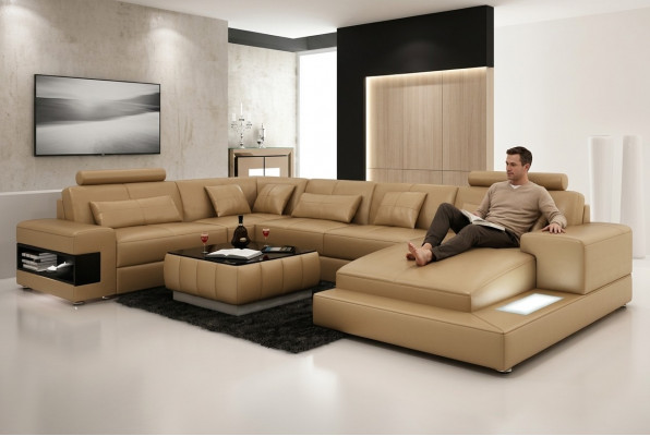 Ledercouch Couch Wunnlandschaft Modern Eckecksofa Eck Dekor Garnitur Design