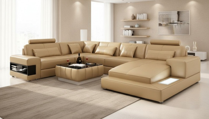 Ledercouch Couch Wunnlandschaft Modern Eckecksofa Eck Dekor Garnitur Design
