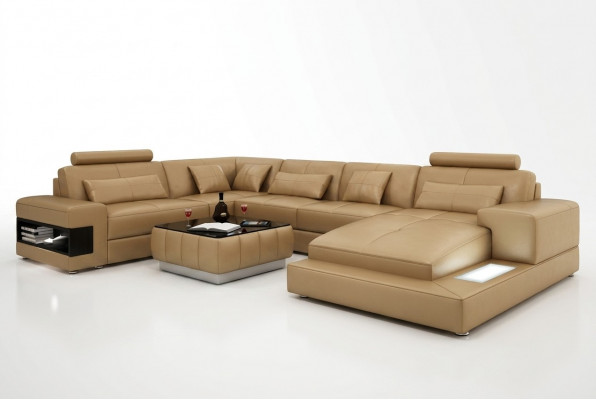 Ledercouch Couch Wunnlandschaft Modern Eckecksofa Eck Dekor Garnitur Design