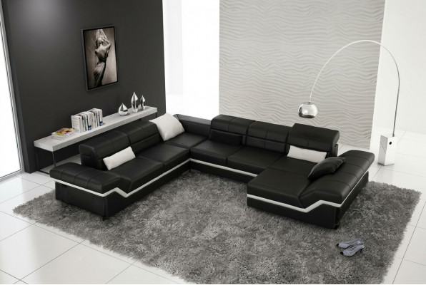 Ledersofa XXL Wunnlandschaft Ecksofa Design Sofa Couch Garnitur Eckcouch Nei