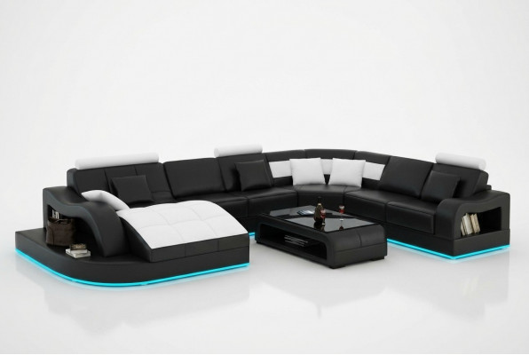 Ledercouch Wunnlandschaft Eckcouch Eck Garnitur Design Modern Couch L6015B