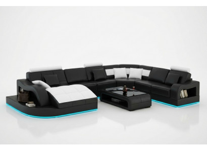 Ledercouch Wunnlandschaft Eckcouch Eck Garnitur Design Modern Couch L6015B
