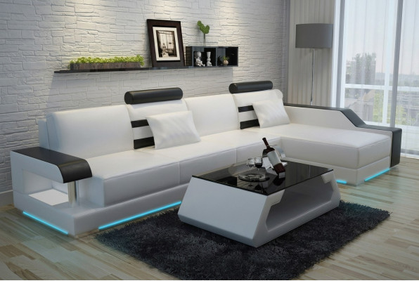 Ledercouch Couch Wunnlandschaft Eckecksofa Eck Dekor Design Modern Garnitur