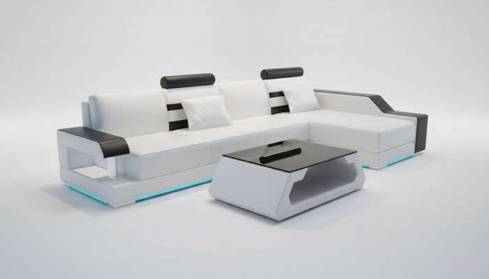 Ledercouch Couch Wunnlandschaft Eckecksofa Eck Dekor Design Modern Garnitur