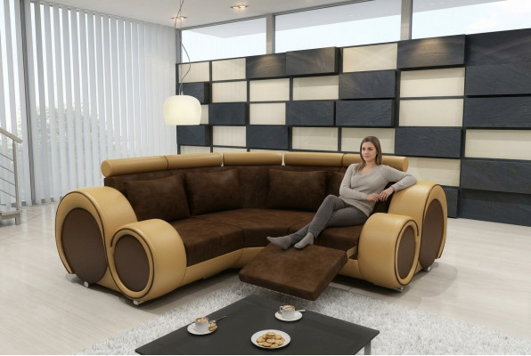 Ecksofa Sofa Canapé Polster Wunlandschaft Textil Eck Sofa Garnitur Stoff BER-X