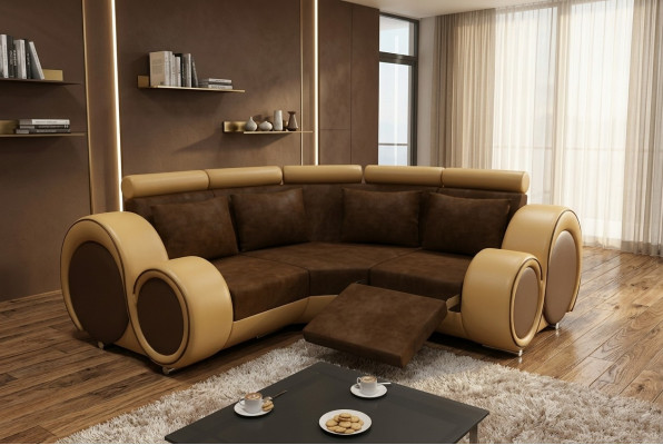 Ecksofa Sofa Canapé Polster Wunlandschaft Textil Eck Sofa Garnitur Stoff BER-X