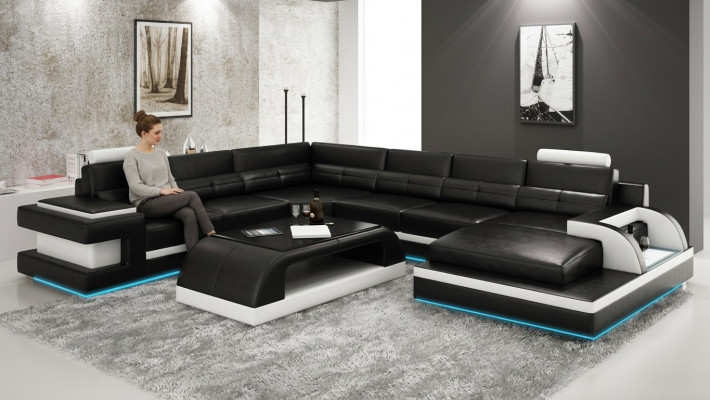 Liederkanapé Canapé Wunnlandschaft Eckkanapé Eck Garnitur Design Modern Kanapé L6017