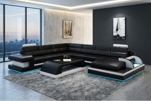 Liederkanapé Canapé Wunnlandschaft Eckkanapé Eck Garnitur Design Modern Kanapé L6017
