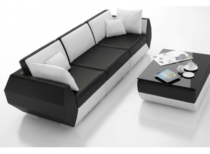 Ledercouch Couch Wunnlandschaft 3+3 Sëtzer Garnitur Design Modern