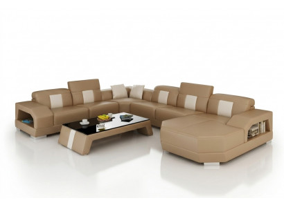 Ledersofa Canapé Wunnlandschaft Ecksofa Eck Garnitur Design Modern Canapé R7003 Nei