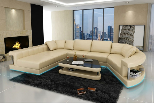 Canapé Ledercanapé Canapé Wohnlandschaft Eckcanapé Eck Garnitur Design Modern