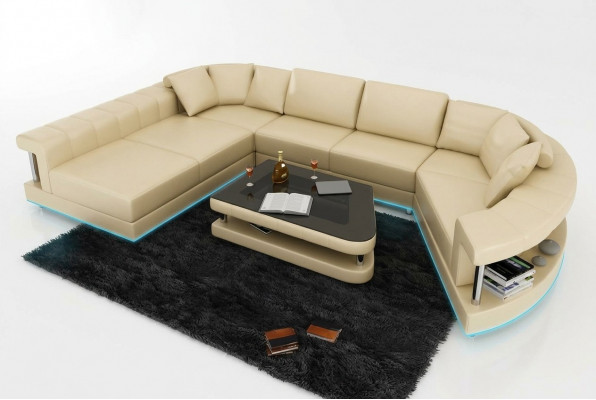 Canapé Ledercanapé Canapé Wohnlandschaft Eckcanapé Eck Garnitur Design Modern