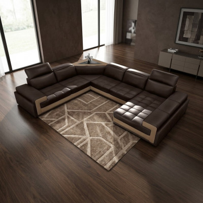 Ledercouch Couch Wunnlandschaft Ecks-couch Modern Eck Dekor Design Garnitur