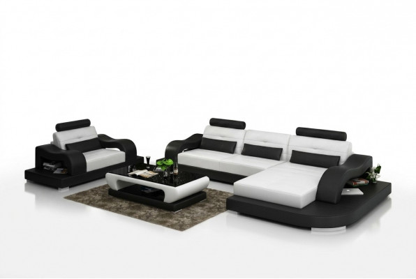 Ledersofa Canapé Wunnlandschaft Ecksofa Eck Fautteuil Design Modern Sofa G8005E
