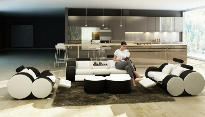 LEDERSOFAS 3/2/1-SITZER RELAX COUCH SOFASGARNITUR COUCHGARNITUR POLSTERGARNITUR