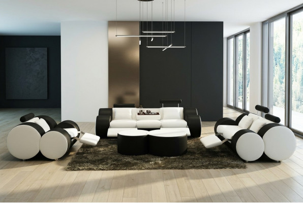 LEDERSOFAS 3/2/1-SITZER RELAX COUCH SOFASGARNITUR COUCHGARNITUR POLSTERGARNITUR