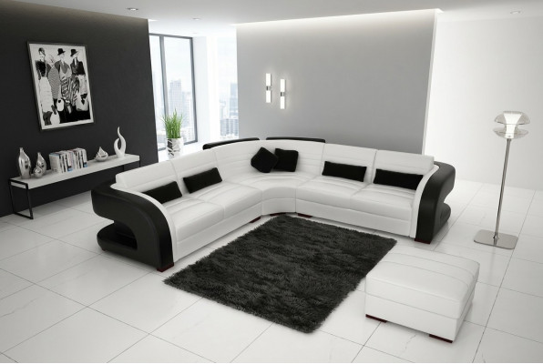 LEDERSOFA Design WOHNLANDSCHAFT COUCH GARNITUR POLSTERECKE ECKCOUCH SOFA Bergamo