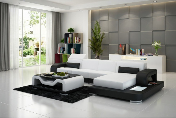 Liederdivan Canapé Wunnlandschaft Ecksofa Eck-Garnitur Design Modern Sofa