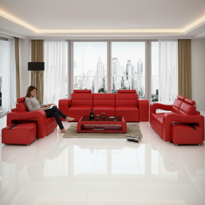 Designer Liederstull Sofagarnitur Canapé Sofa Sëtz Polster Garnitur 3+2+1 Set PISA