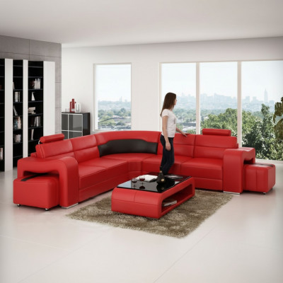 Liederkanapé Eckkanapé Eckgarnitur Designer Wunndekor L-Form Kanapé Sëtz Sofa Pisa