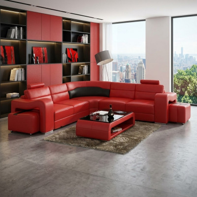 Liederkanapé Eckkanapé Eckgarnitur Designer Wunndekor L-Form Kanapé Sëtz Sofa Pisa
