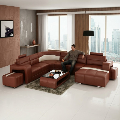 Wunnlandschaft Couch Polster Eck Garnitur Designer Ledersofa Grousst Sofa Nei PISA