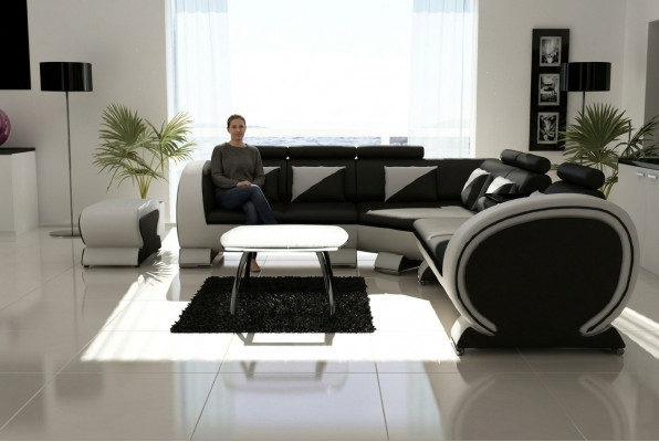 Designer Eckcouch Sofa Polstersëtzkombinatioun Lounge Couchen Wonnerlandschaft