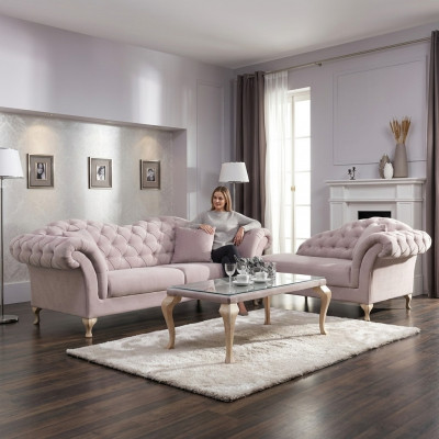 Chesterfield Sofagarnitur Sofa Polster Set Chaiselounge Klassesch Stil Couch