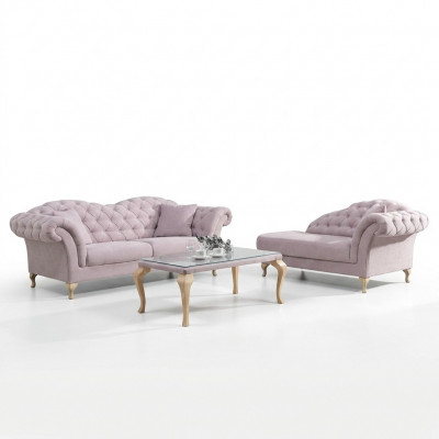 Chesterfield Sofagarnitur Sofa Polster Set Chaiselounge Klassesch Stil Couch