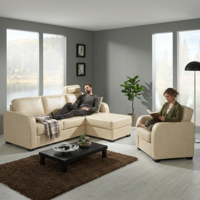 Eckcouch Sofa Canapé Lieder Textil Stoff Wunnlandschaft Garnitur Polster Eck CAPRI