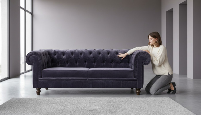 Edele Designer Chesterfield Sofa Polster Couch Sëtz Textil Stoff Garnitur Samt