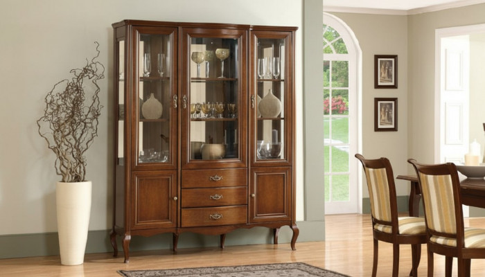 Héichwäerteg Vitrine Schaf Holz Glas Vitrinen Klassesch Italienesch Miwwelen Nei